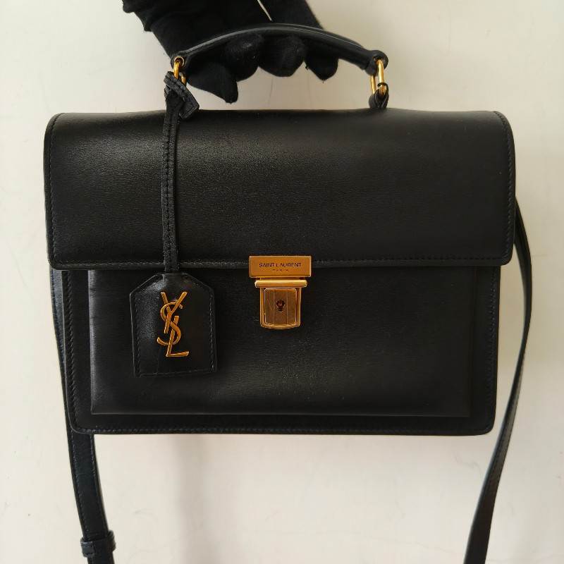 🫅女神購物節狂降（原$19800）‼️只到3/15⏰㊣✨YSL✨SAINT LAURENT 聖羅蘭 黑色 復古 壓釦 小方包 風琴包 小書包 手提包 肩背包 斜背包/二手精品/保證正品🌳二手樹屋🌳-2