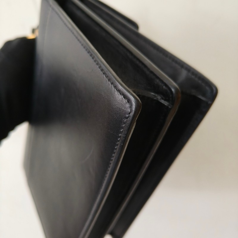 🫅女神購物節狂降（原$19800）‼️只到3/15⏰㊣✨YSL✨SAINT LAURENT 聖羅蘭 黑色 復古 壓釦 小方包 風琴包 小書包 手提包 肩背包 斜背包/二手精品/保證正品🌳二手樹屋🌳-7