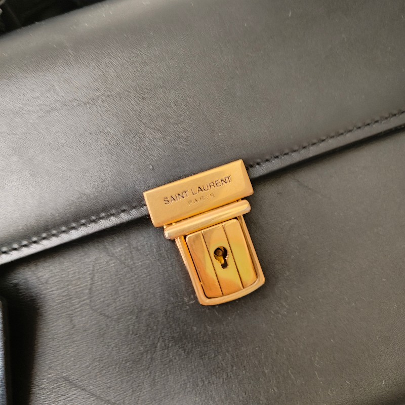 🫅女神購物節狂降（原$19800）‼️只到3/15⏰㊣✨YSL✨SAINT LAURENT 聖羅蘭 黑色 復古 壓釦 小方包 風琴包 小書包 手提包 肩背包 斜背包/二手精品/保證正品🌳二手樹屋🌳-13