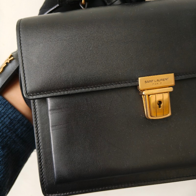 🫅女神購物節狂降（原$19800）‼️只到3/15⏰㊣✨YSL✨SAINT LAURENT 聖羅蘭 黑色 復古 壓釦 小方包 風琴包 小書包 手提包 肩背包 斜背包/二手精品/保證正品🌳二手樹屋🌳-15