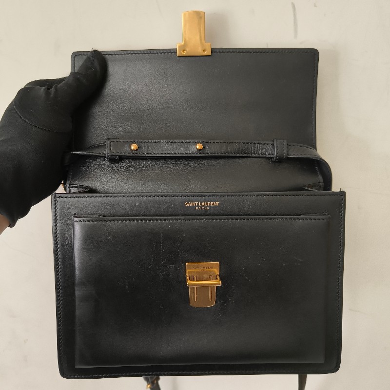 🫅女神購物節狂降（原$19800）‼️只到3/15⏰㊣✨YSL✨SAINT LAURENT 聖羅蘭 黑色 復古 壓釦 小方包 風琴包 小書包 手提包 肩背包 斜背包/二手精品/保證正品🌳二手樹屋🌳-32