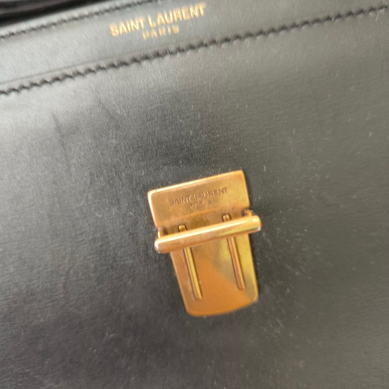 🫅女神購物節狂降（原$19800）‼️只到3/15⏰㊣✨YSL✨SAINT LAURENT 聖羅蘭 黑色 復古 壓釦 小方包 風琴包 小書包 手提包 肩背包 斜背包/二手精品/保證正品🌳二手樹屋🌳-34