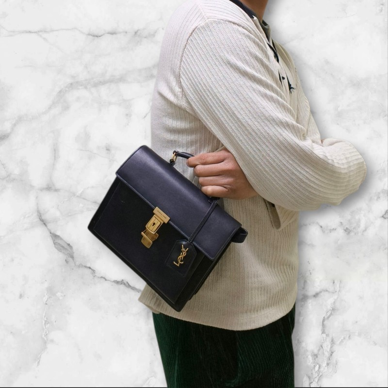 🫅女神購物節狂降（原$19800）‼️只到3/15⏰㊣✨YSL✨SAINT LAURENT 聖羅蘭 黑色 復古 壓釦 小方包 風琴包 小書包 手提包 肩背包 斜背包/二手精品/保證正品🌳二手樹屋🌳-60