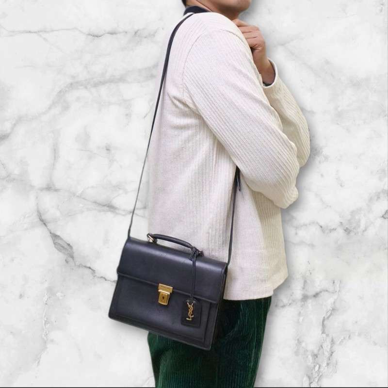 🫅女神購物節狂降（原$19800）‼️只到3/15⏰㊣✨YSL✨SAINT LAURENT 聖羅蘭 黑色 復古 壓釦 小方包 風琴包 小書包 手提包 肩背包 斜背包/二手精品/保證正品🌳二手樹屋🌳-61