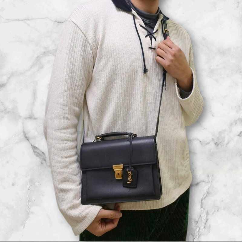 🫅女神購物節狂降（原$19800）‼️只到3/15⏰㊣✨YSL✨SAINT LAURENT 聖羅蘭 黑色 復古 壓釦 小方包 風琴包 小書包 手提包 肩背包 斜背包/二手精品/保證正品🌳二手樹屋🌳-62