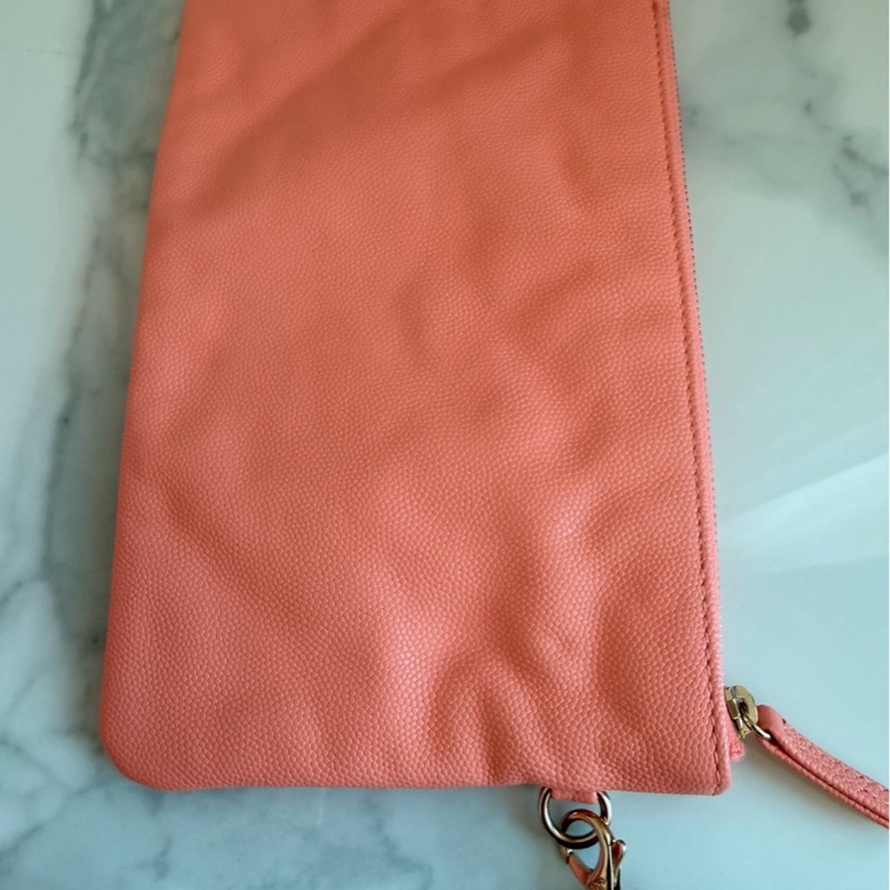 Chanel✨22bag 蜜桃粉粉橘色荔枝皮小號 購物包垃圾袋-13