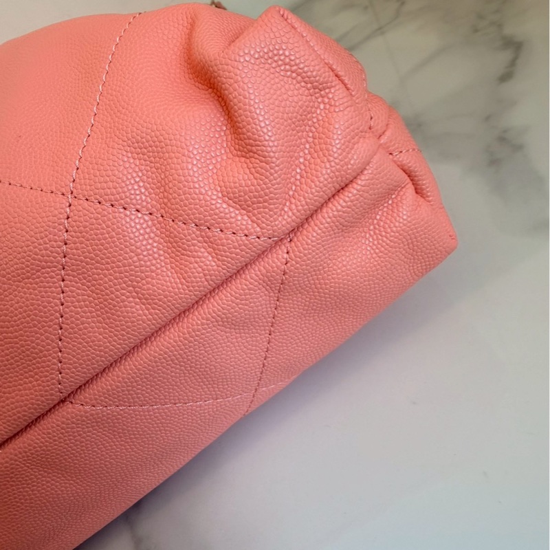 Chanel✨22bag 蜜桃粉粉橘色荔枝皮小號 購物包垃圾袋-24