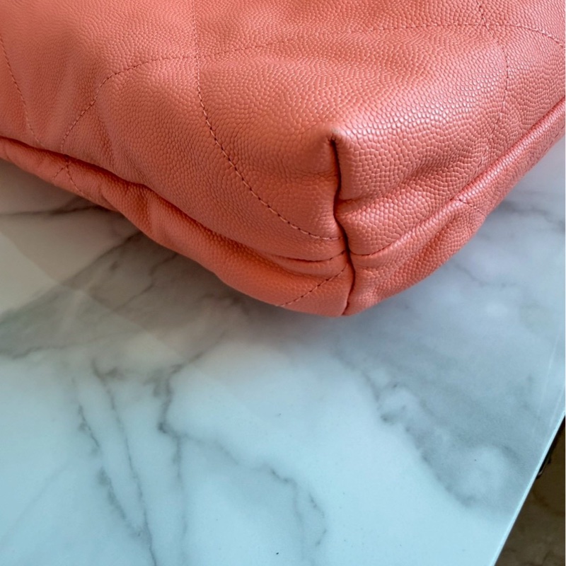 Chanel✨22bag 蜜桃粉粉橘色荔枝皮小號 購物包垃圾袋-27