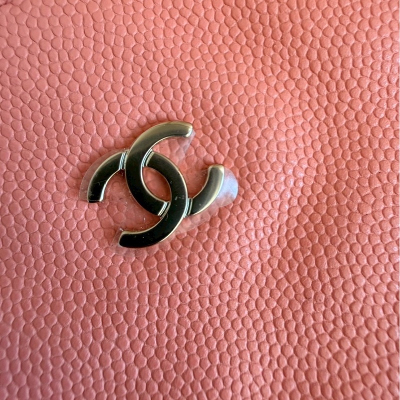 Chanel✨22bag 蜜桃粉粉橘色荔枝皮小號 購物包垃圾袋-40