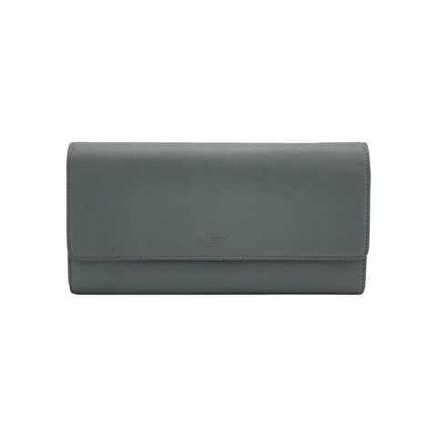 Celine牛皮純色字母Logo翻蓋錢包