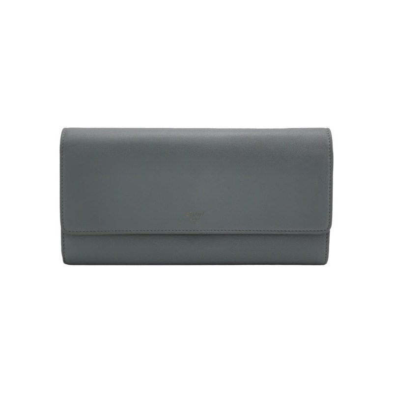 Celine牛皮純色字母Logo翻蓋錢包-0