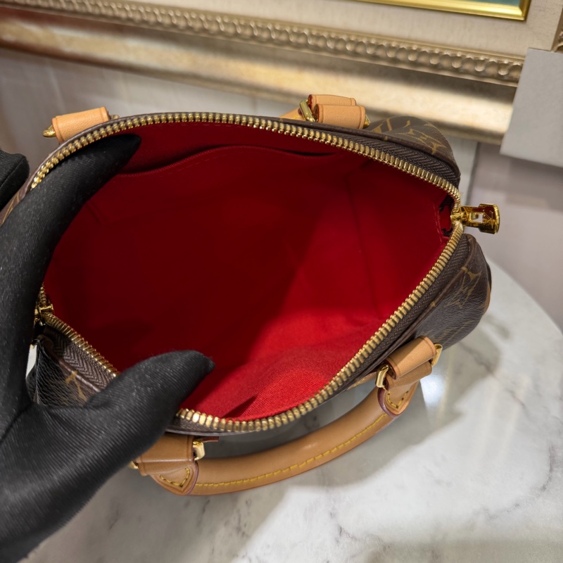 LV 原花Speedy Bandouliere20金釦手提肩斜背波士頓包M46594-7