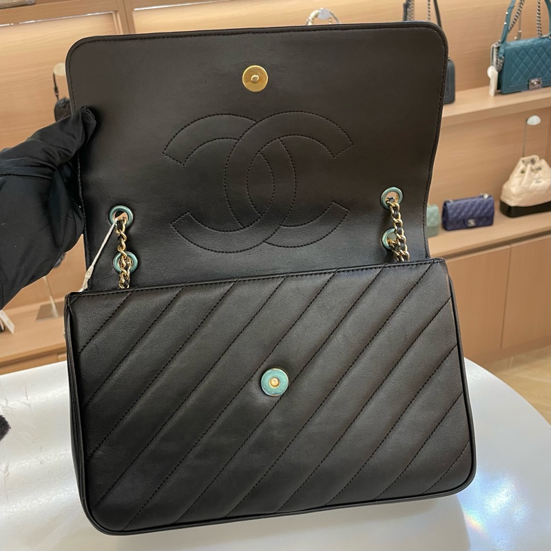 Chanel香奈儿 黑武士斜纹金币链条包 有卡 有塵袋 無盒子-3