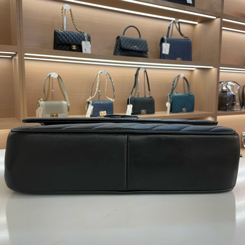 Chanel香奈儿 黑武士斜纹金币链条包 有卡 有塵袋 無盒子-7