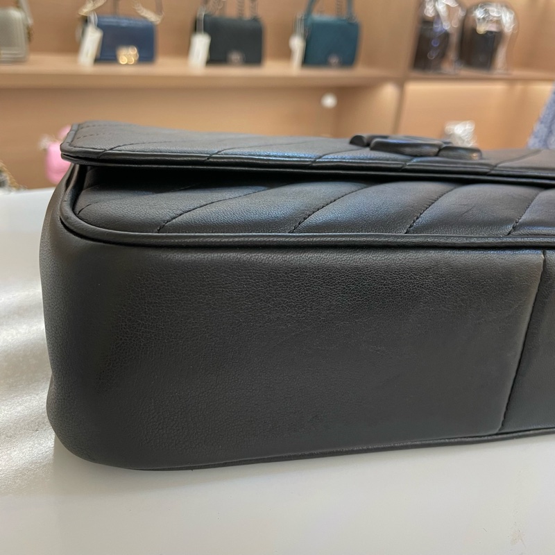 Chanel香奈儿 黑武士斜纹金币链条包 有卡 有塵袋 無盒子-8