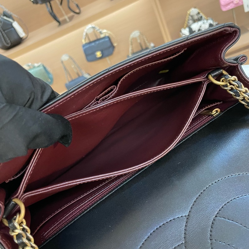 Chanel香奈儿 黑武士斜纹金币链条包 有卡 有塵袋 無盒子-12