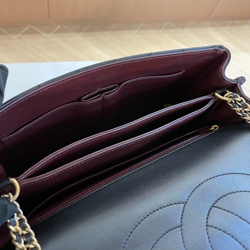 Chanel香奈儿 黑武士斜纹金币链条包 有卡 有塵袋 無盒子-14