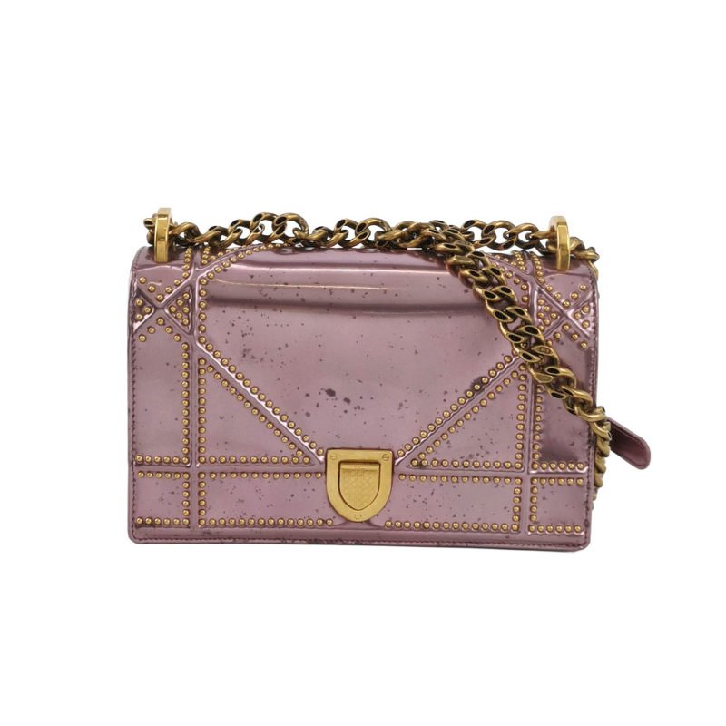 Dior Diorama盾牌包小號牛皮鉚釘盾形紋章搭扣單肩包-0