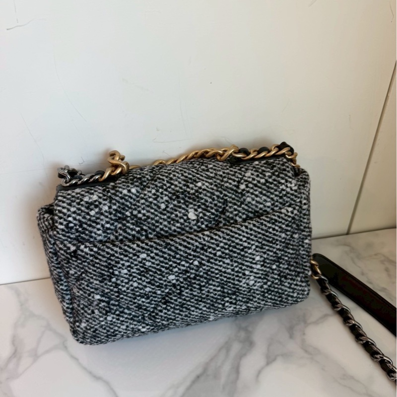 Chanel✨19 Bag針織花呢翻蓋手提包單肩包鏈條包 芯片款-3