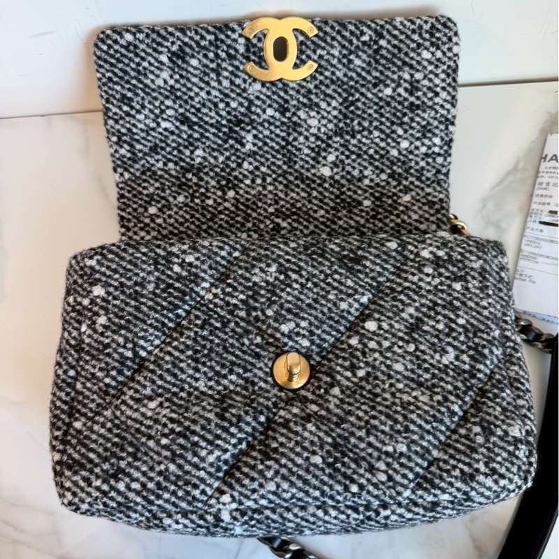 Chanel✨19 Bag針織花呢翻蓋手提包單肩包鏈條包 芯片款-10