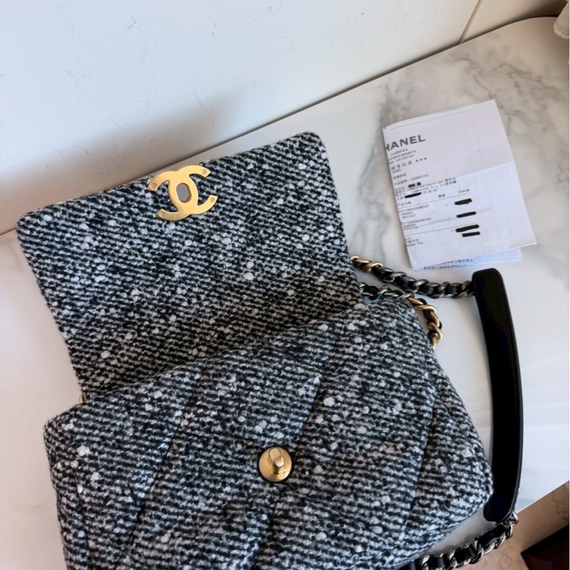 Chanel✨19 Bag針織花呢翻蓋手提包單肩包鏈條包 芯片款-11