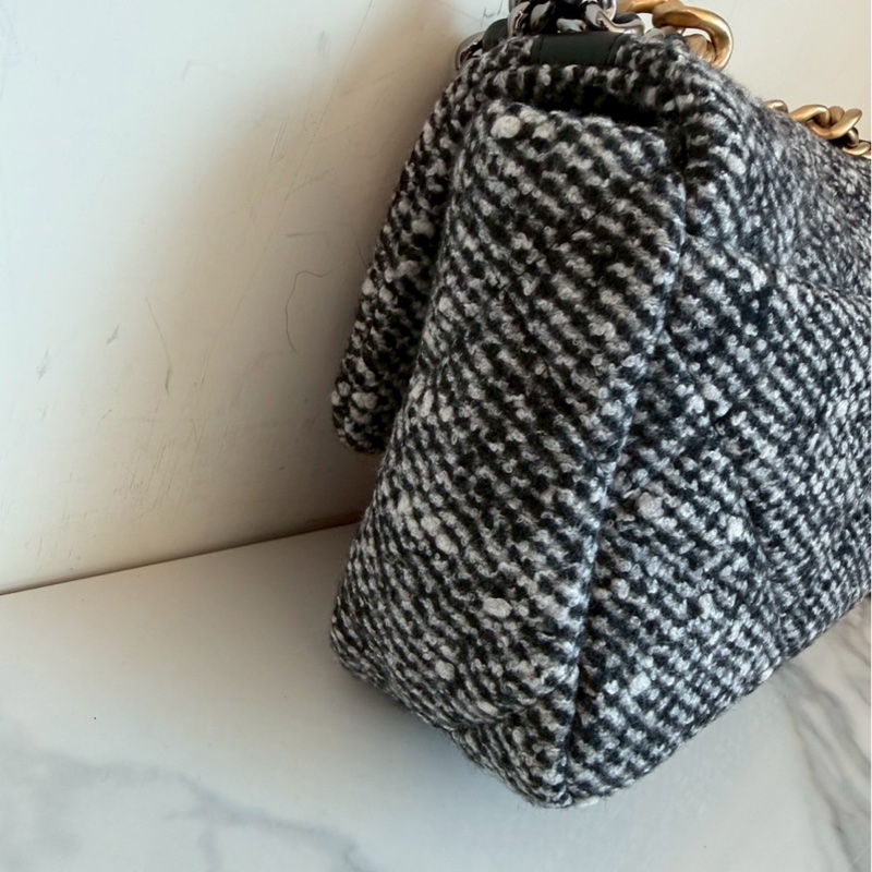 Chanel✨19 Bag針織花呢翻蓋手提包單肩包鏈條包 芯片款-13