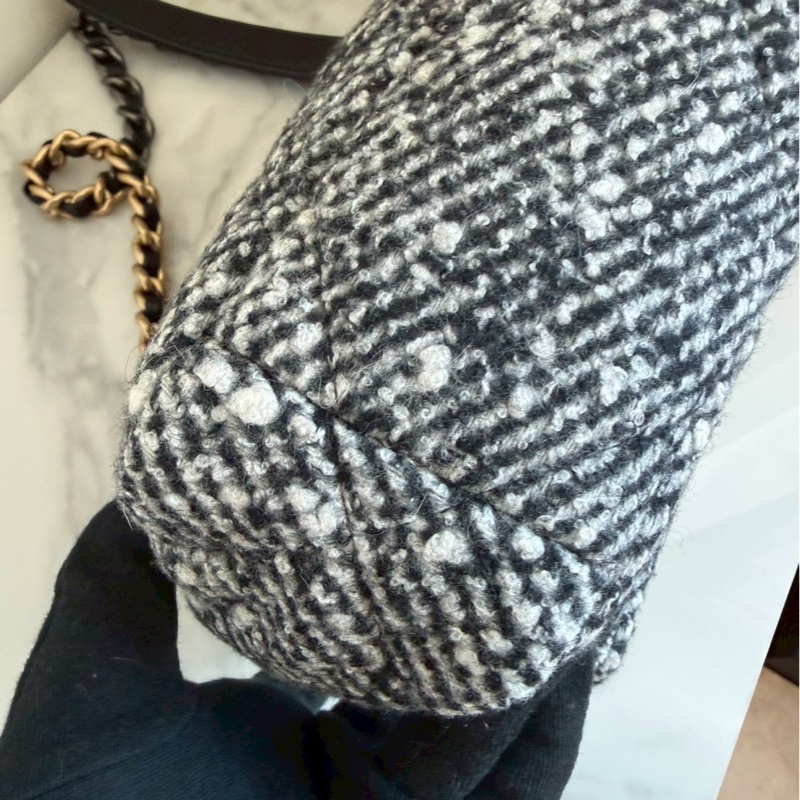 Chanel✨19 Bag針織花呢翻蓋手提包單肩包鏈條包 芯片款-16