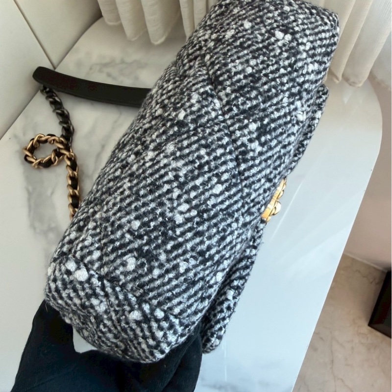 Chanel✨19 Bag針織花呢翻蓋手提包單肩包鏈條包 芯片款-17