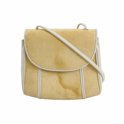 Saint Laurent羊皮蜥蜴皮拼色翻蓋中古斜背包單肩包