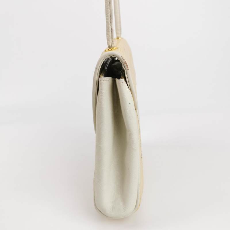 Saint Laurent羊皮蜥蜴皮拼色翻蓋中古斜背包單肩包-2