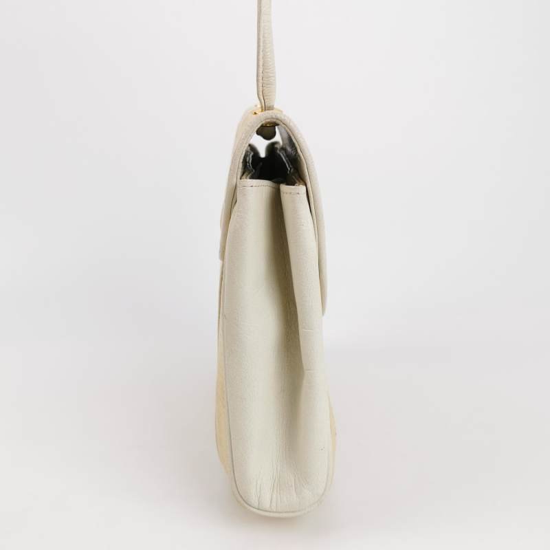 Saint Laurent羊皮蜥蜴皮拼色翻蓋中古斜背包單肩包-3