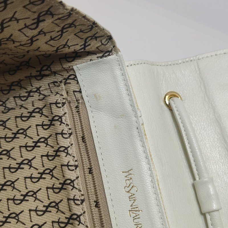 Saint Laurent羊皮蜥蜴皮拼色翻蓋中古斜背包單肩包-8