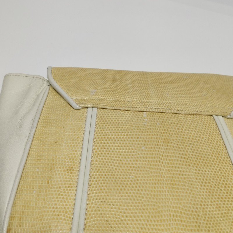 Saint Laurent羊皮蜥蜴皮拼色翻蓋中古斜背包單肩包-14