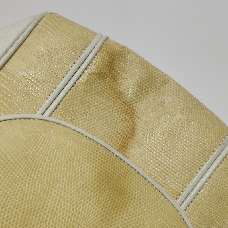 Saint Laurent羊皮蜥蜴皮拼色翻蓋中古斜背包單肩包-18