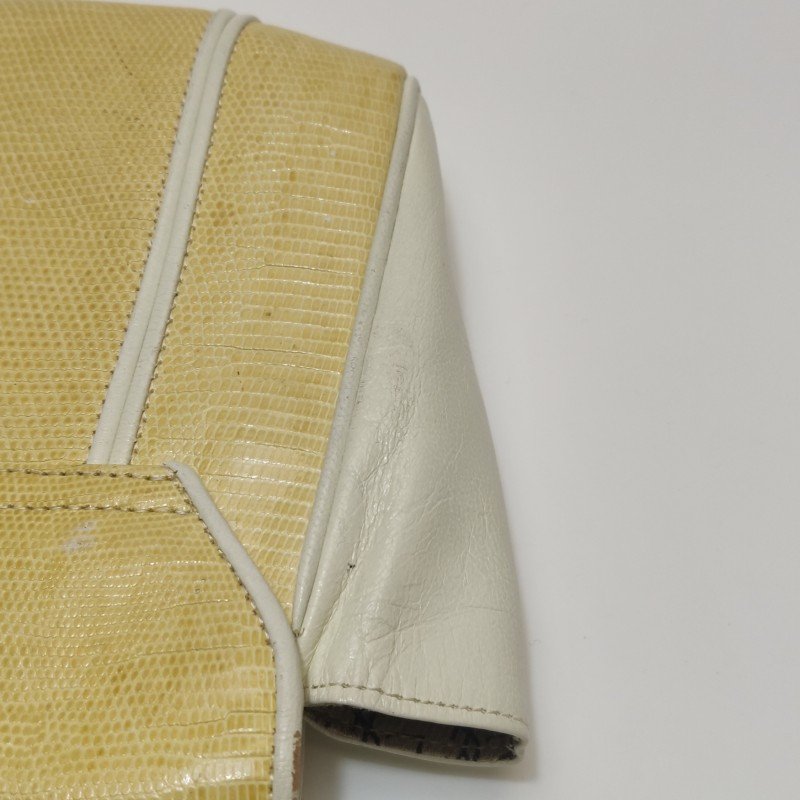 Saint Laurent羊皮蜥蜴皮拼色翻蓋中古斜背包單肩包-21