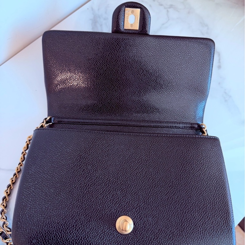Chanel✨2024K復古金幣皮穿鏈條黑金荔枝皮金幣CF23 中號 晶片款-2