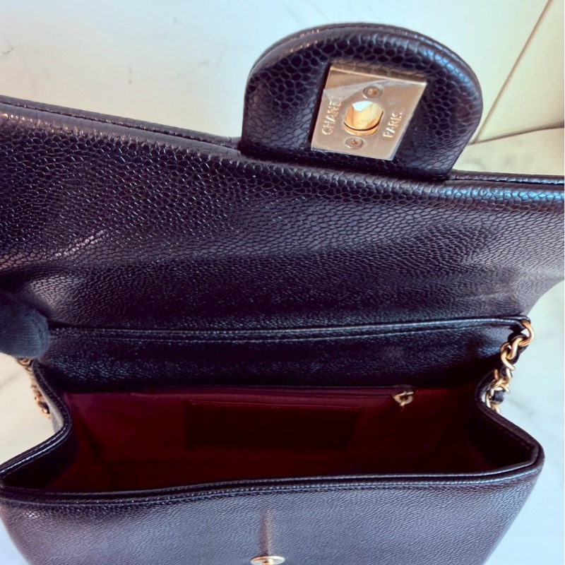 Chanel✨2024K復古金幣皮穿鏈條黑金荔枝皮金幣CF23 中號 晶片款-17