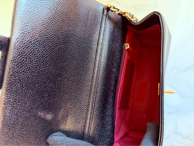 Chanel✨2024K復古金幣皮穿鏈條黑金荔枝皮金幣CF23 中號 晶片款-19