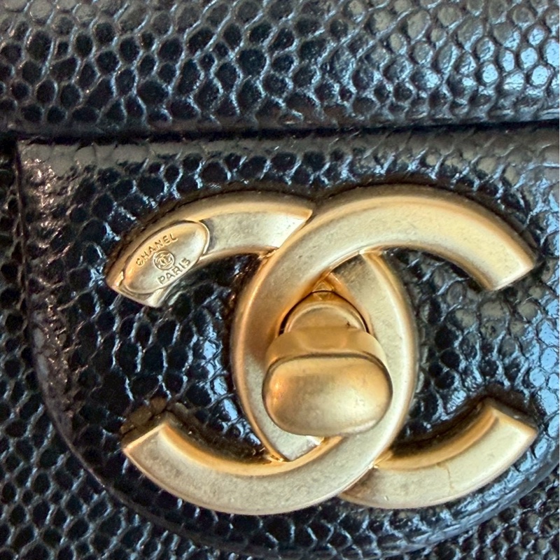 Chanel✨2024K復古金幣皮穿鏈條黑金荔枝皮金幣CF23 中號 晶片款-25
