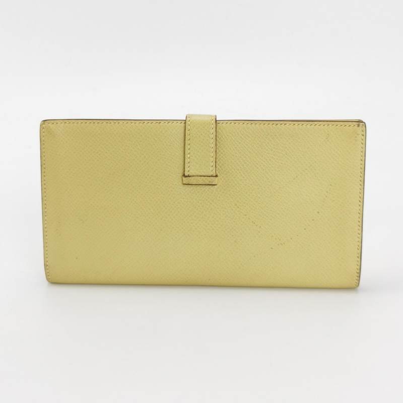 Hermes Bearn小號標誌H袢帶皮夾Epsom牛皮銀扣1Z小雞黃T刻-3