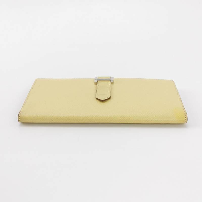 Hermes Bearn小號標誌H袢帶皮夾Epsom牛皮銀扣1Z小雞黃T刻-4