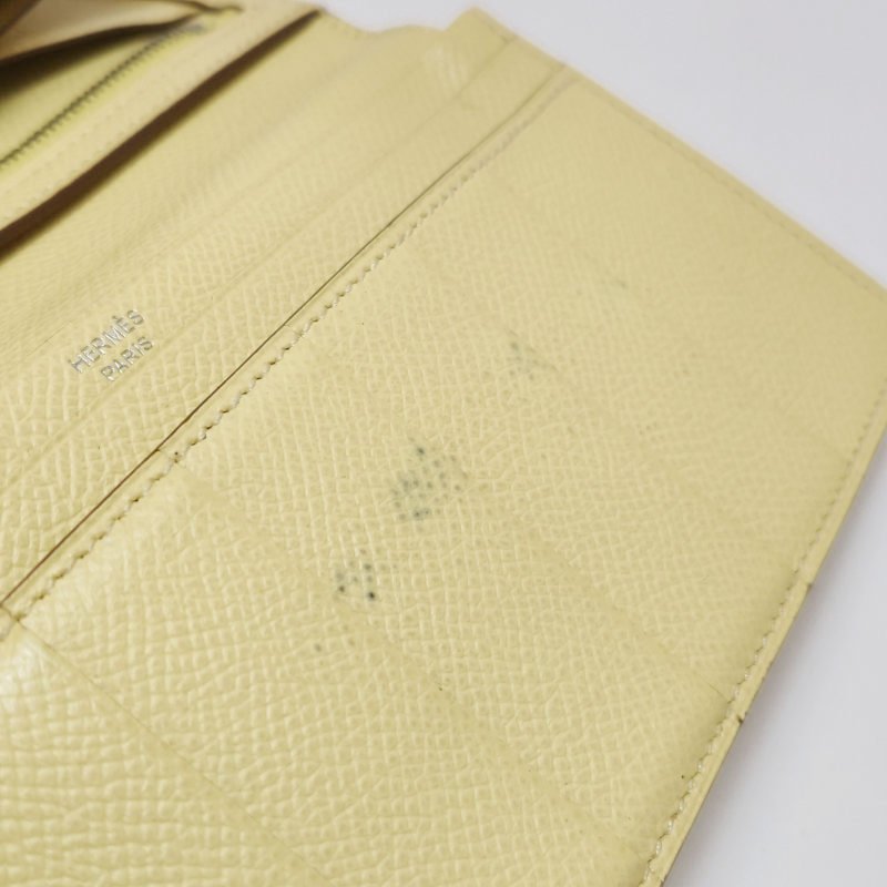 Hermes Bearn小號標誌H袢帶皮夾Epsom牛皮銀扣1Z小雞黃T刻-8