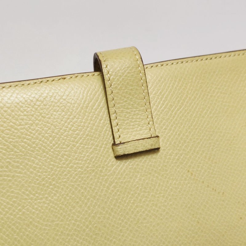 Hermes Bearn小號標誌H袢帶皮夾Epsom牛皮銀扣1Z小雞黃T刻-12