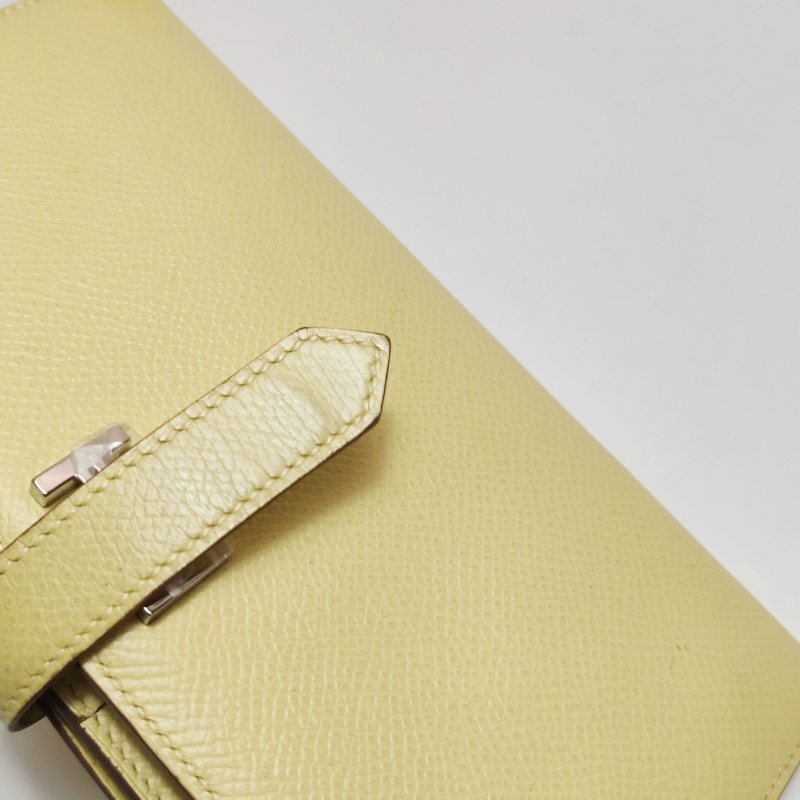 Hermes Bearn小號標誌H袢帶皮夾Epsom牛皮銀扣1Z小雞黃T刻-15