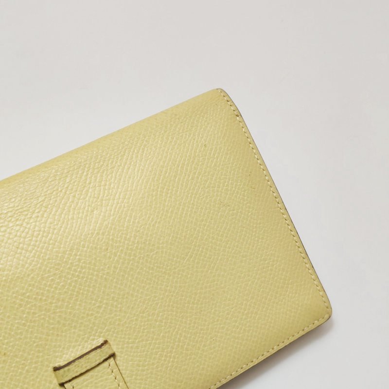 Hermes Bearn小號標誌H袢帶皮夾Epsom牛皮銀扣1Z小雞黃T刻-16