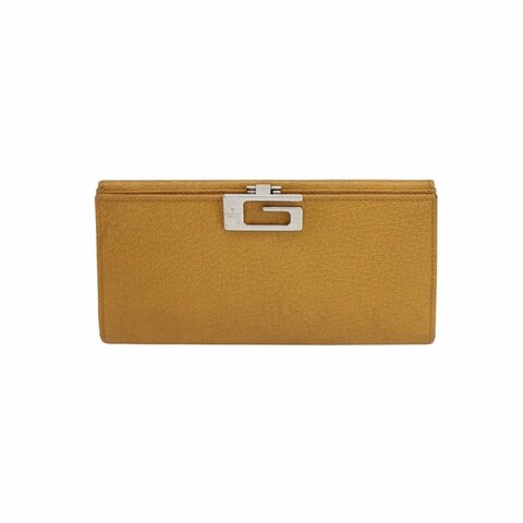 Gucci牛皮純色字母Logo錢包