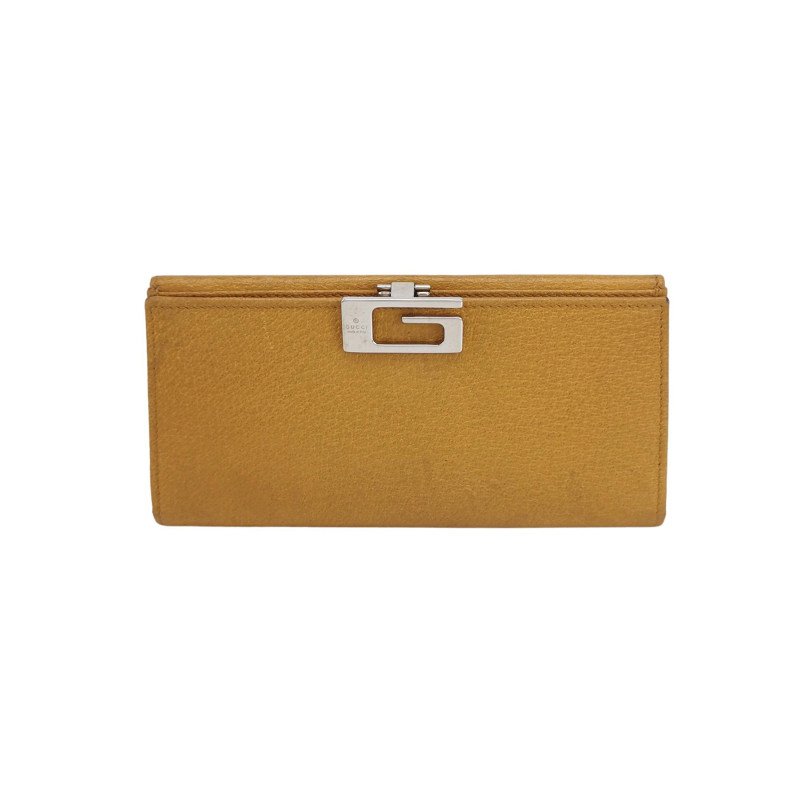 Gucci牛皮純色字母Logo錢包-0