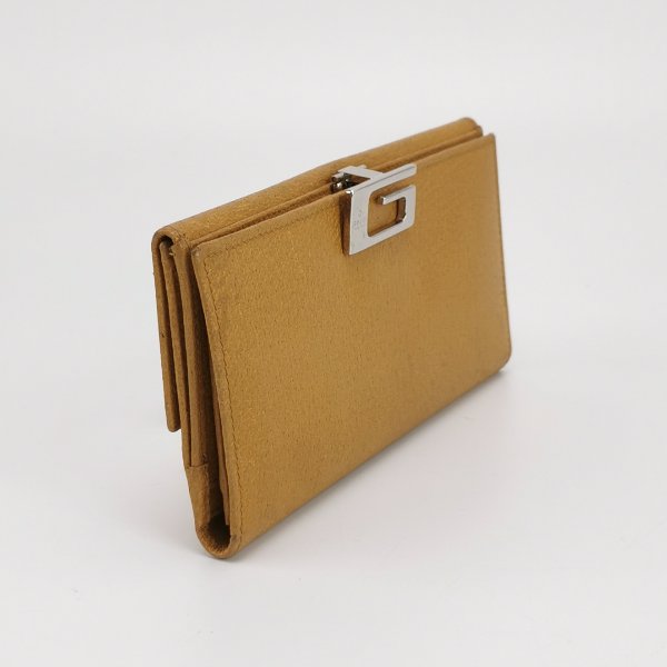 Gucci牛皮純色字母Logo錢包-1