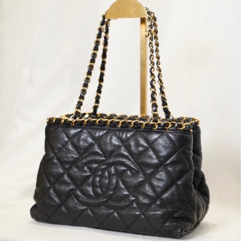 「JL精品代購」9新 Chanel 香奈兒 鏈條托特單肩包