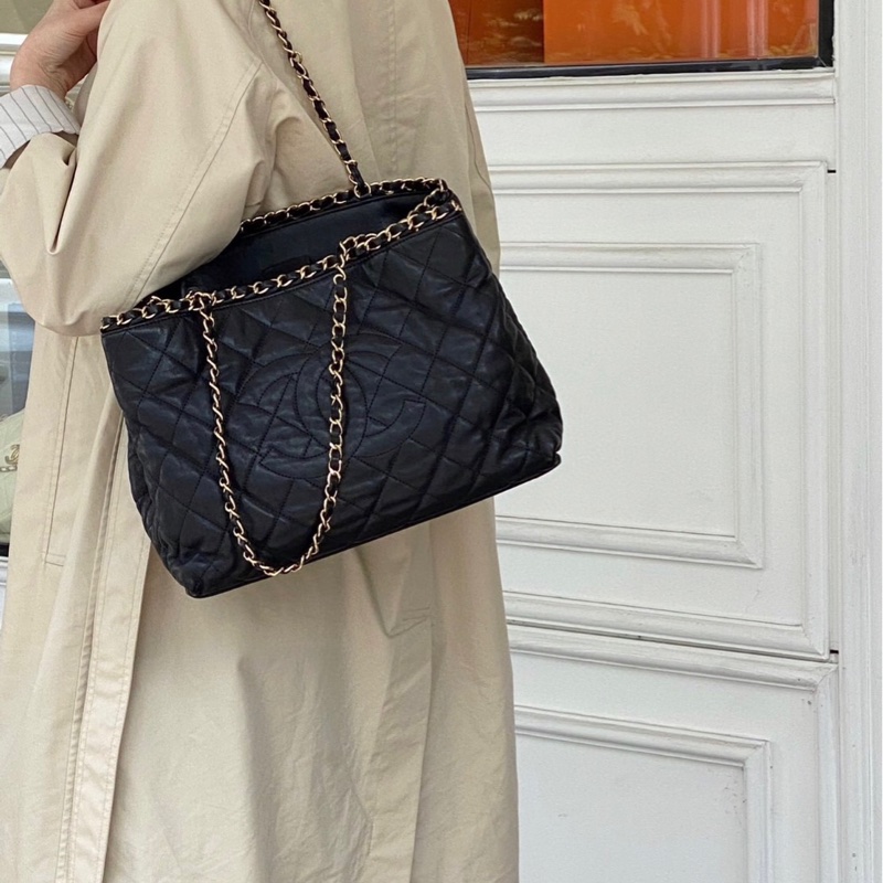 「JL精品代購」9新 Chanel 香奈兒 鏈條托特單肩包-1